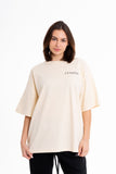 Camiseta beige logotipo CUOTTI en el pecho a la izquierda