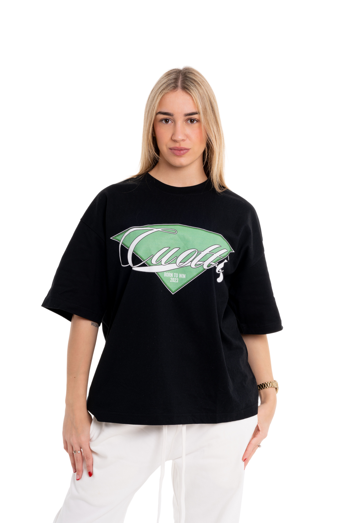Camiseta oversize negra Born to Win de CUOTTI